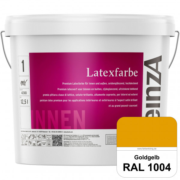 einzA Latexfarbe Premium (RAL 1004 Goldgelb) Hochwertige scheuerbeständige seidenglänzende Latexfarb