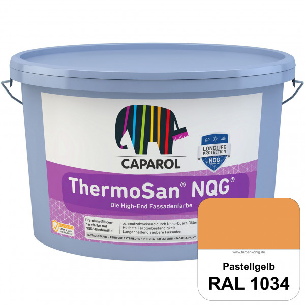 ThermoSan NQG (RAL 1034 Pastellgelb) schmutzabweisende Siliconharz Fassadenfarbe mit Algen- und Pilz