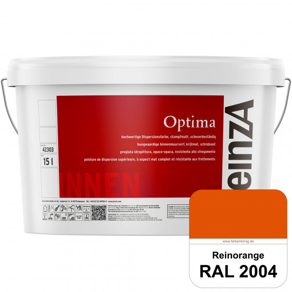 einzA Optima (RAL 2004 Reinorange) Stumpfmatte Dispersionsfarbe für hochwertige Anstriche