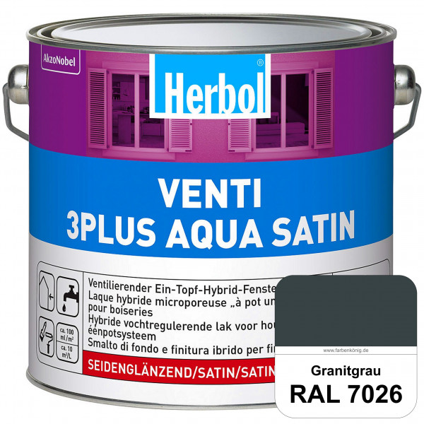 Venti 3Plus Aqua Satin (RAL 7026 Granitgrau) wasserbasierter & feuchtigkeitregulierender Ein-Topf-Fe