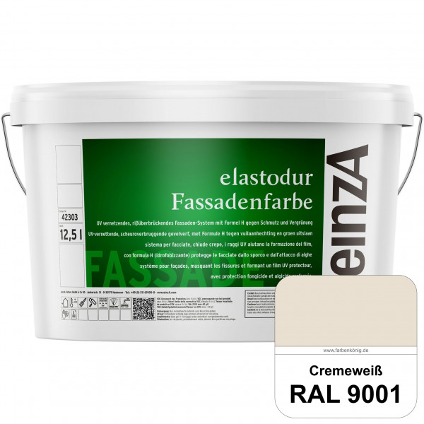 einzA elastodur Fassadenfarbe (RAL 9001 Cremeweiß) UV-vernetzendes & rissüberbrückendes Fassadenfarb