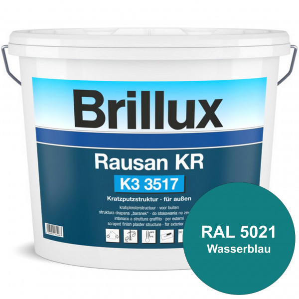 Rausan KR K3 3517 mit Protect (RAL 5021 Wasserblau) Organisch gebundener Kratzputz für wetterbeständ