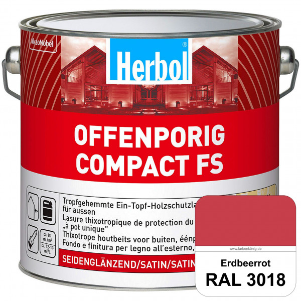Offenporig Compact FS (RAL 3018 Erdbeerrot) Rationelle & thixotrope Ein-Topf-Holzlasur (außen)