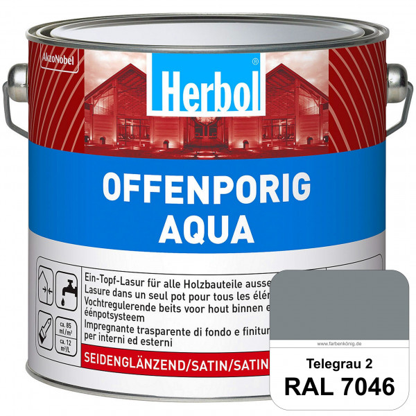 Offenporig Aqua (RAL 7046 Telegrau 2) Wasserverdünnbar & hochwertige Ein-Topf-Holzlasur - Feuchtesch