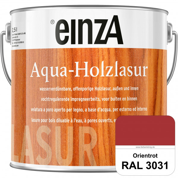 einzA Aqua-Holzlasur (RAL 3031 Orientrot) wasserverdünnbare offenporige Holzlasur für Holzbauteile