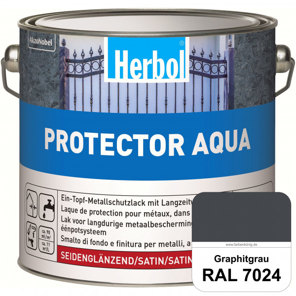 Protector Aqua (RAL 7024 Graphitgrau) Lack für Eisen, Stahl und NE-Metalle (Innen&Außen)