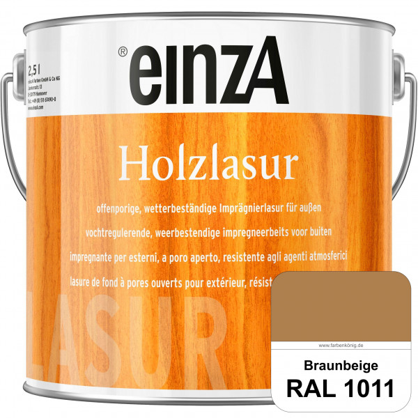 einzA Holzlasur (RAL 1011 Braunbeige) Offenporige Imprägnierlasur für Außen-Holzbauteile