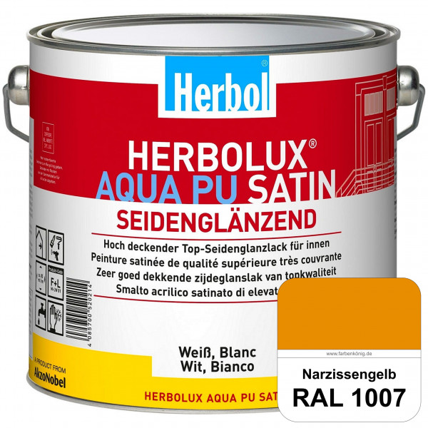 Herbolux Aqua PU Satin (RAL 1007 Narzissengelb) Wasserverdünnbarer Top-PU-Seidenglanzlack (Innen)