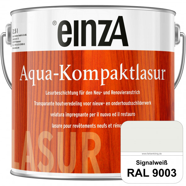 einzA Aqua-Kompaktlasur (RAL 9003 Signalweiß) wasserverdünnbare & feuchtigkeitsregulierende Lasurbes