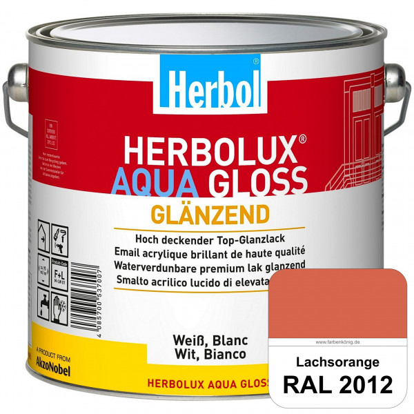 Herbolux Aqua Gloss (RAL 2012 Lachsorange) Wasserverdünnbarer Top-Glanzlack (Innen)