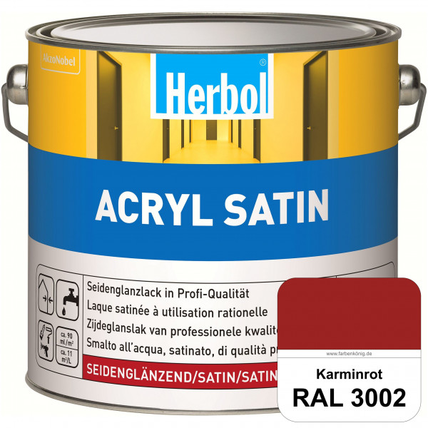 Acryl Satin (RAL 3002 Karminrot) wasserverdünnbarer seidenglänzender Lack (Innen & Außen)