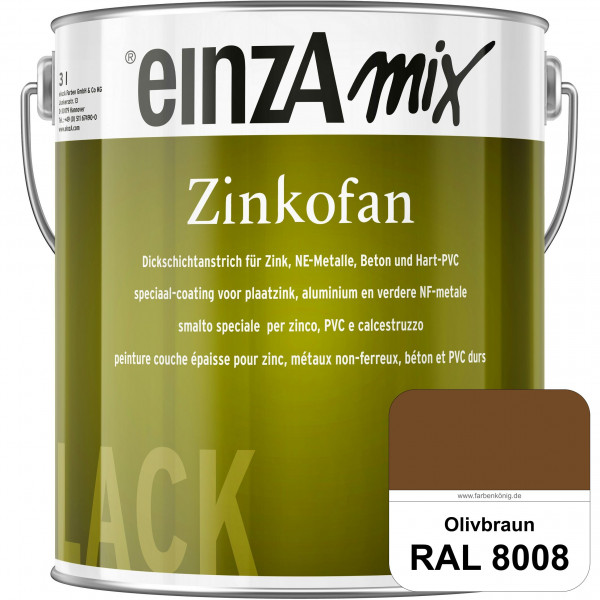 einzA Zinkofan (RAL 8008 Olivbraun) Hoch wetterbeständiges "Dickschicht-1-Topf-System"