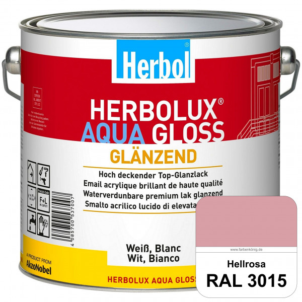 Herbolux Aqua Gloss (RAL 3015 Hellrosa) Wasserverdünnbarer Top-Glanzlack (Innen)