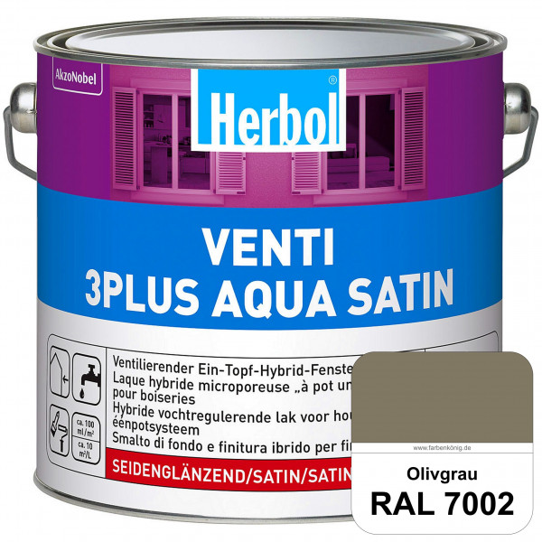 Venti 3Plus Aqua Satin (RAL 7002 Olivgrau) wasserbasierter & feuchtigkeitregulierender Ein-Topf-Fens