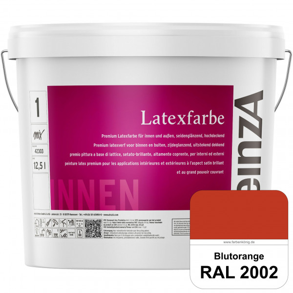 einzA Latexfarbe Premium (RAL 2002 Blutorange) Hochwertige scheuerbeständige seidenglänzende Latexfa