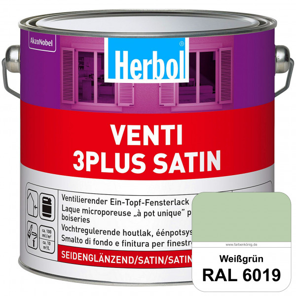 Venti 3Plus Satin (RAL 6019 Weißgrün) feuchtigkeitregulierender & seidenglänzender Ein-Topf-Fensterl