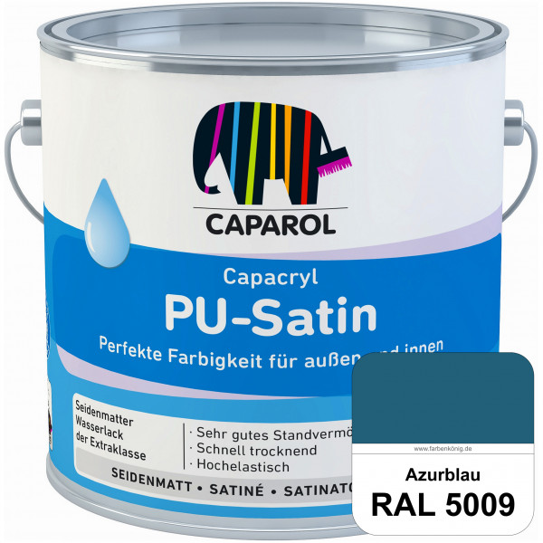 Capacryl PU-Satin (RAL 5009 Azurblau) hochwertige Zwischen-/ Schluss­lackierungen für grundierte Hol