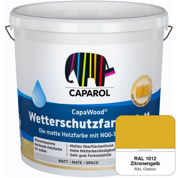 CapaWood® Wetterschutzfarbe Matt (RAL 1012 Zitronengelb) - ersetzt Capadur Wetterschutzfarbe Matt