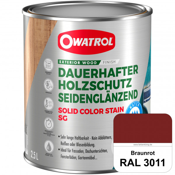 Solid Color Stain SG (RAL 3011 Braunrot) deckende und seidenglänzende Wetterschutzfarbe außen