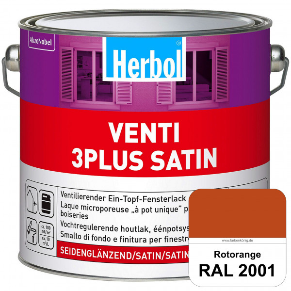 Venti 3Plus Satin (RAL 2001 Rotorange) feuchtigkeitregulierender & seidenglänzender Ein-Topf-Fenster