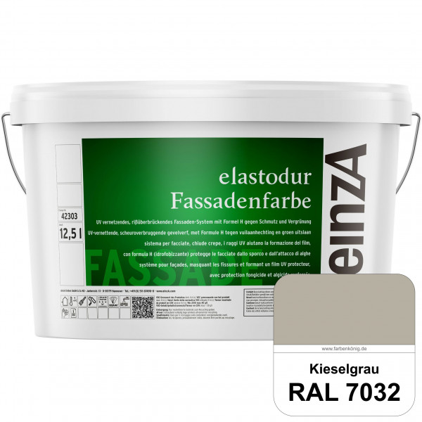 einzA elastodur Fassadenfarbe (RAL 7032 Kieselgrau) UV-vernetzendes & rissüberbrückendes Fassadenfar