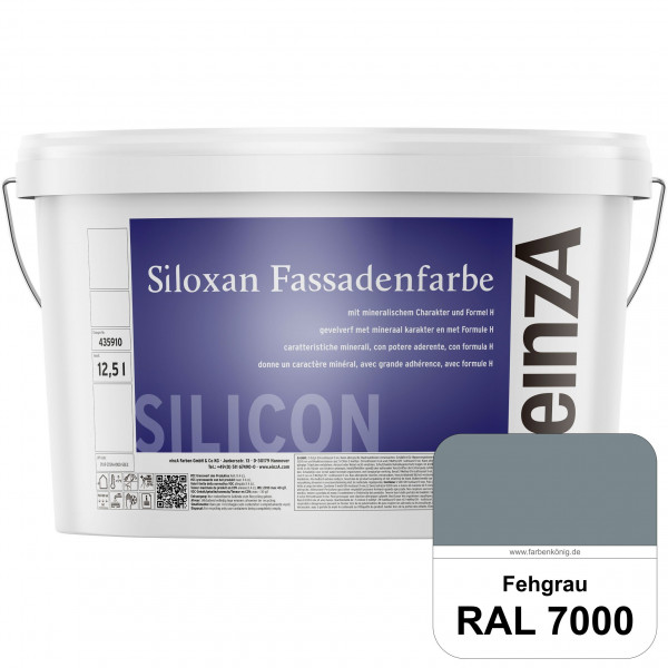 einzA Siloxan Fassadenfarbe (RAL 7000 Fehgrau) Siliconvergütete Fassadenfarbe