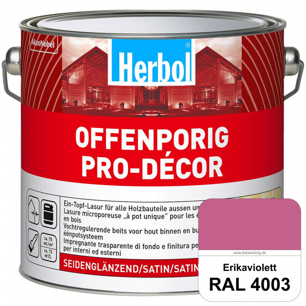 Herbol Offenporig Pro-Décor (RAL 4003 Erikaviolett) Hochwertige Ein-Topf-Holzlasur mit 2-Phasen-UV-S