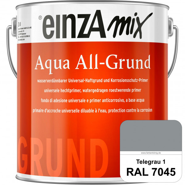 einzA Aqua All-Grund (RAL 7045 Telegrau 1) Wasserverdünnbarer Haftgrund & Korrosionsschutz-Primer