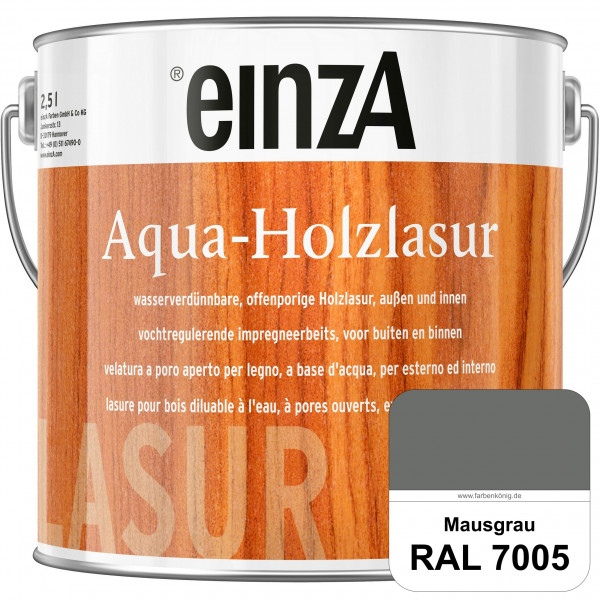 einzA Aqua-Holzlasur (RAL 7005 Mausgrau) wasserverdünnbare offenporige Holzlasur für Holzbauteile