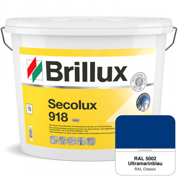 Secolux 918 TSR-Formel (RAL 5002 Ultramarinblau) für den Einsatz auf WDVS - ehemals Silicon-Fassaden