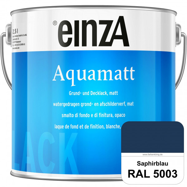 einzA Aquamatt (RAL 5003 Saphirblau) Wasserverdünnbare Vorstreichfarbe & matte Lackfarbe