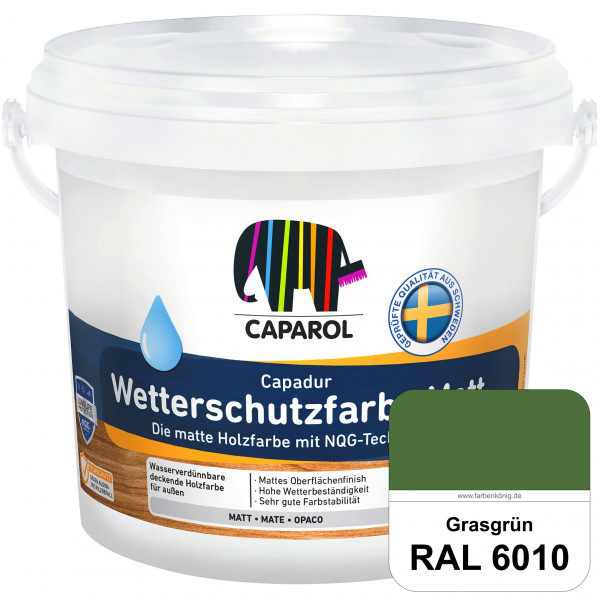 Capadur Wetterschutzfarbe Matt (RAL 6010 Grasgrün) matte Holzfarbe mit NQG-Technologie für außen
