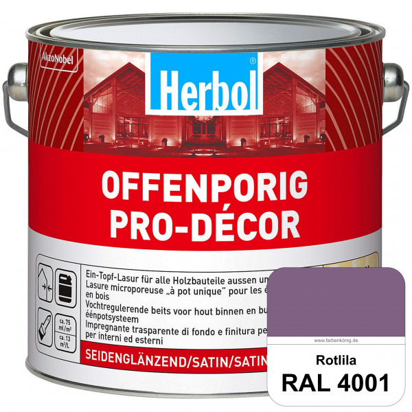 Herbol Offenporig Pro-Décor (RAL 4001 Rotlila) Hochwertige Ein-Topf-Holzlasur mit 2-Phasen-UV-Schutz