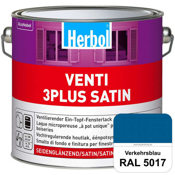 Venti 3Plus Satin (RAL 5017 Verkehrsblau) feuchtigkeitregulierender & seidenglänzender Ein-Topf-Fens