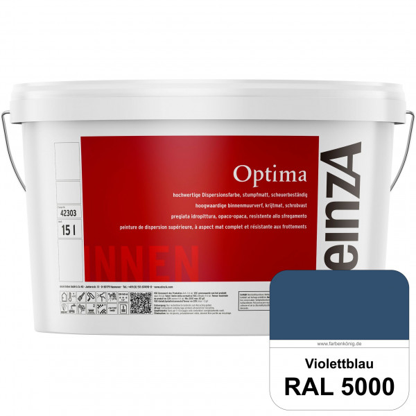 einzA Optima (RAL 5000 Violettblau) Stumpfmatte Dispersionsfarbe für hochwertige Anstriche