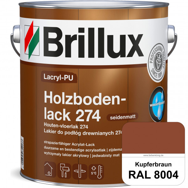 Lacryl-PU Holzbodenlack 274 (RAL 8004 Kupferbraun) hochwertige & widerstandsfähige, deckende Versieg
