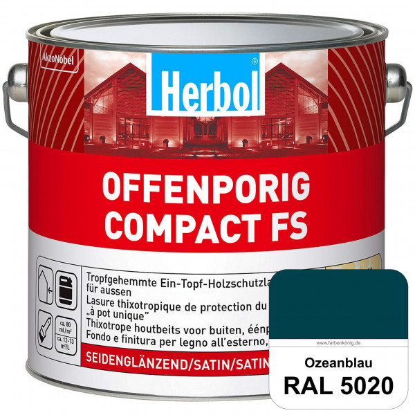 Offenporig Compact FS (RAL 5020 Ozeanblau) Rationelle & thixotrope Ein-Topf-Holzlasur (außen)