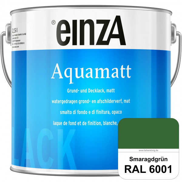 einzA Aquamatt (RAL 6001 Smaragdgrün) Wasserverdünnbare Vorstreichfarbe & matte Lackfarbe