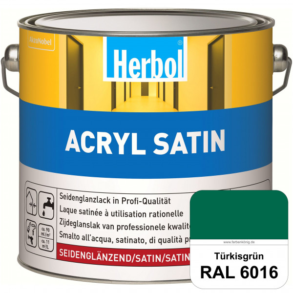 Acryl Satin (RAL 6016 Türkisgrün) wasserverdünnbarer seidenglänzender Lack (Innen & Außen)