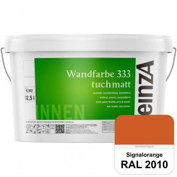 einzA Wandfarbe 333 tuchmatt (RAL 2010 Signalorange) Hochdeckende, waschbeständige Wandfarbe