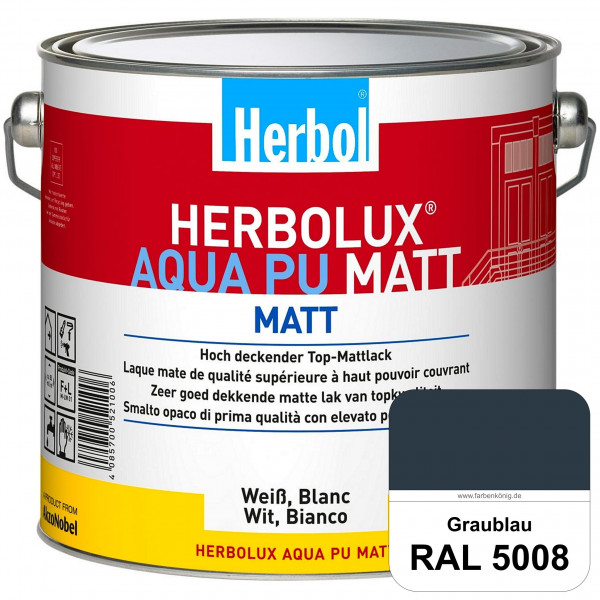 Herbolux Aqua PU Matt (RAL 5008 Graublau) Top-PU-Mattlack auf Wasserbasis (Innen)