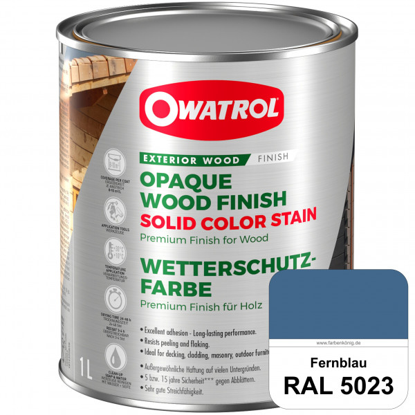 Solid Color Stain (RAL 5023 Fernblau) deckende und matte Wetterschutzfarbe außen