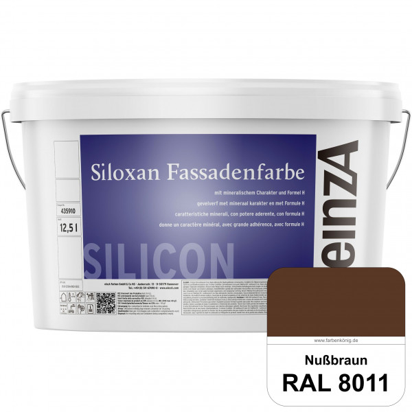 einzA Siloxan Fassadenfarbe (RAL 8011 Nussbraun) Siliconvergütete Fassadenfarbe