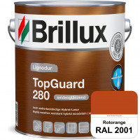 TopGuard 280 (RAL 2001 Rotorange) wasserbasierte, wetterbeständige und seidenglänzende Hybridlasur (