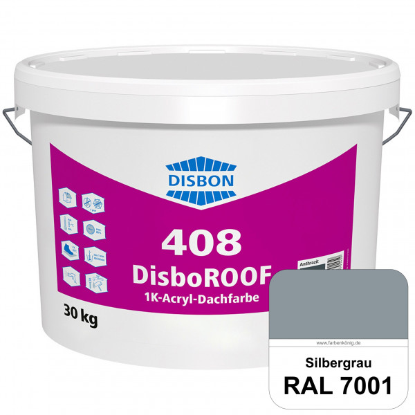 DisboROOF 408 1K-Acryl-Dachfarbe (RAL 7001 Silbergrau) Elastische Reinacrylatbeschichtung für Betond