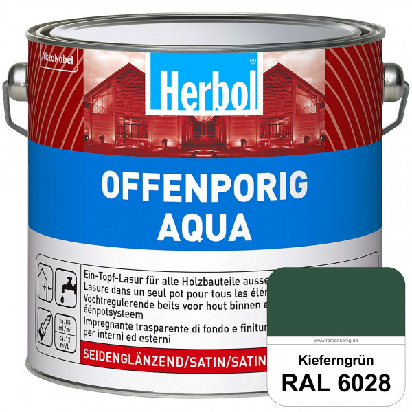 Offenporig Aqua (RAL 6028 Kieferngrün) Wasserverdünnbar & hochwertige Ein-Topf-Holzlasur - Feuchtesc