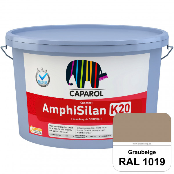 Capatect AmphiSilan Fassadenputz K 20 Winter/SPRINTER (RAL 1019 Graubeige) Verarbeitungsfertiger Sil