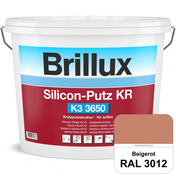 Silicon-Putz KR K3 3650 mit Protect (RAL 3012 Beigerot) Kratzputz auf Siliconharzbasis für dekorativ