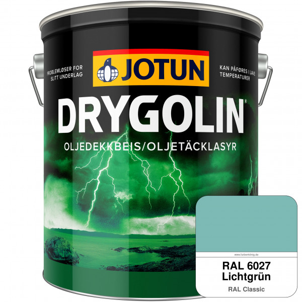 DRYGOLIN Oljedekkbeis - Deckende & wetterbeständige Öllasur für Außen (RAL 6027 Lichtgrün)