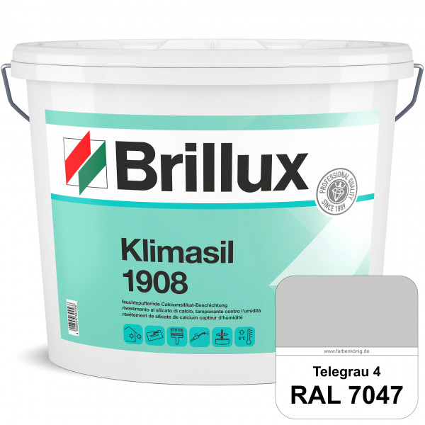 Klimasil 1908 (RAL 7047 Telegrau 4) feuchtepuffernde & gut füllende Calciumsilikat-Beschichtung (auß